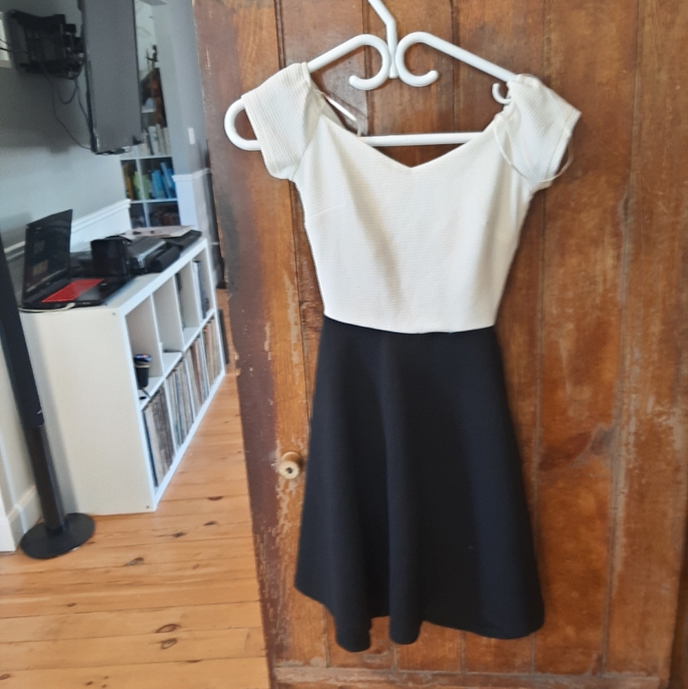 Black and White Dress with Bow Detail